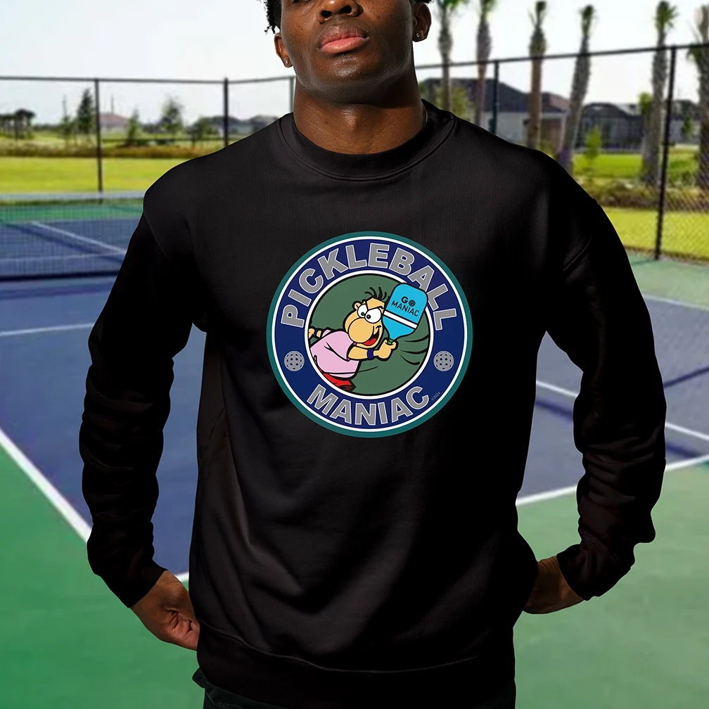 Sweatshirt noir au logo rond Pickleball Maniac